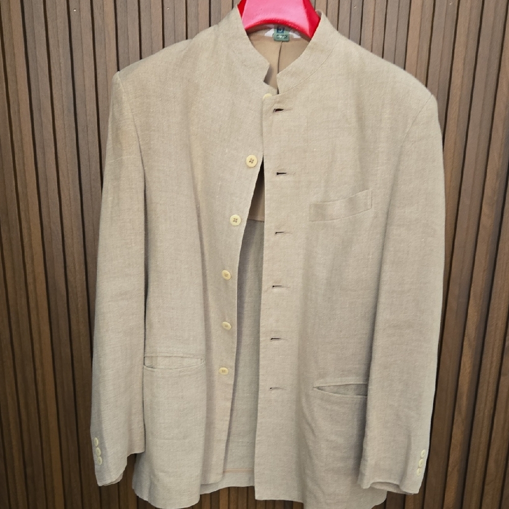 Men's Mandarin Collar Jacket — Beige